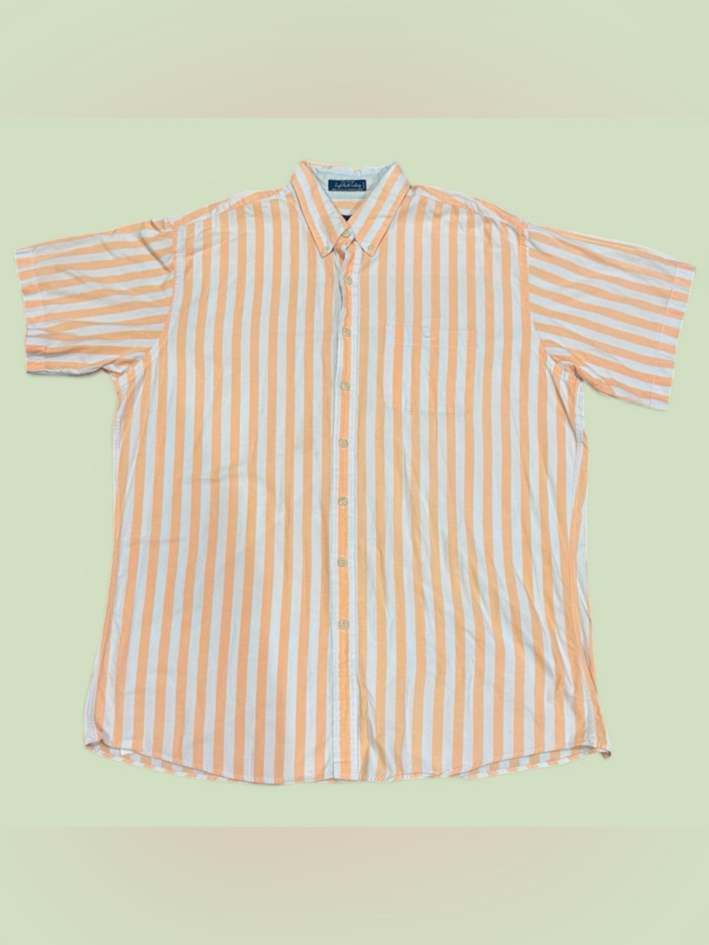 Vintage Summer Harbor Bay Orange and White Vertical Stripe Button-Down Shirt